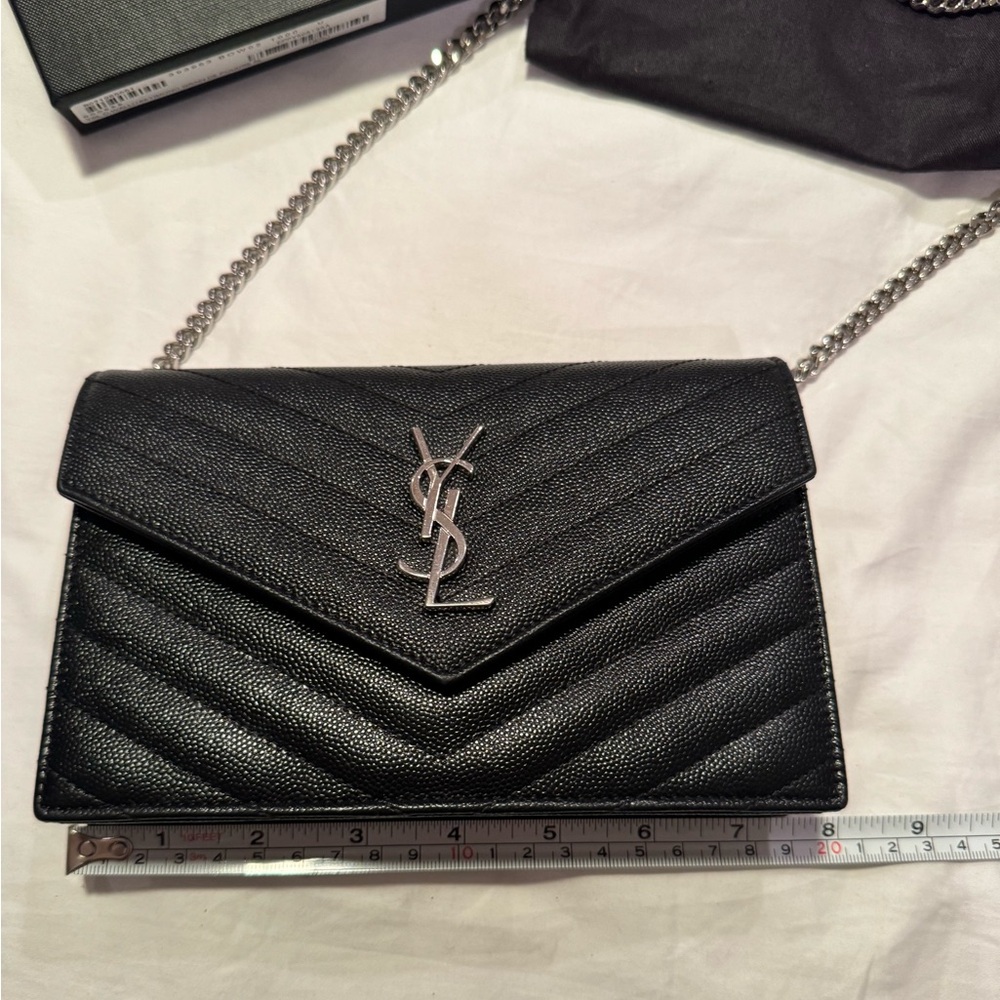Saint Laurent Small YSL Flap Cassandre Matelassé Chain Wallet ⭐️AUTHENTIC